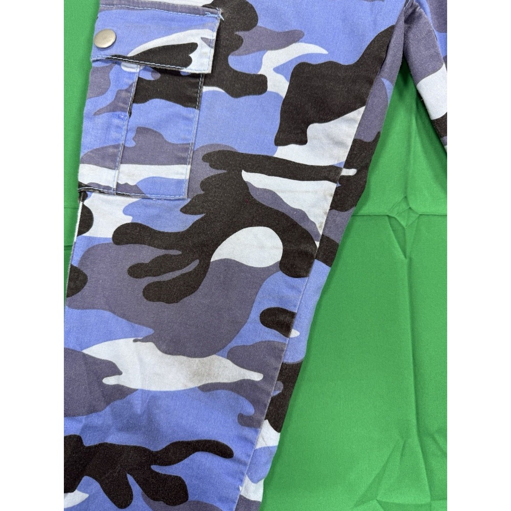 Y2K VIP JEANS Womens 11/30 Blue Camo Cargo Jogger Pants Stained - Picture 2 of 5